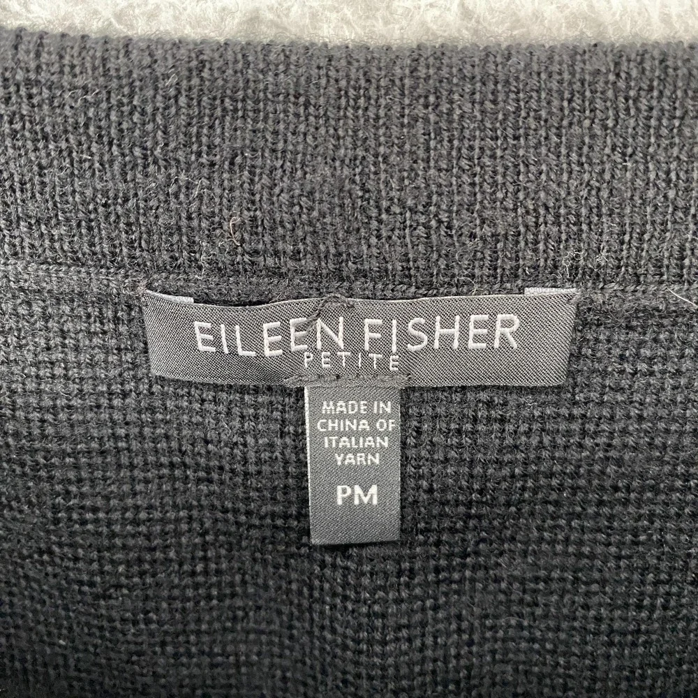 Eileen Fisher Skirt Womens Petite Medium‎ Black Merino Wool Pencil Knee Length